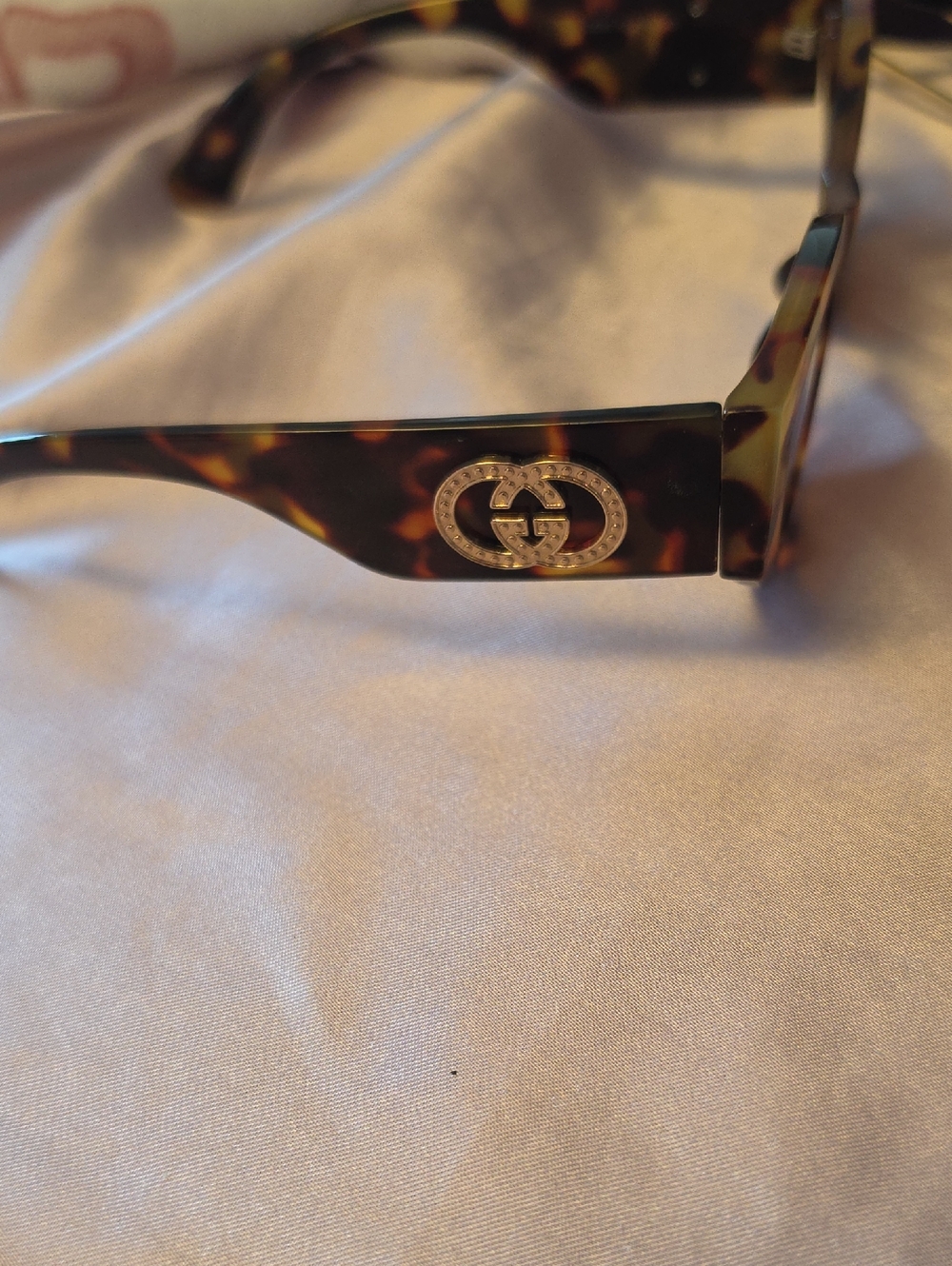 Gucci Tortoiseshell Frame Sunglasses with Gold Double G Emblem